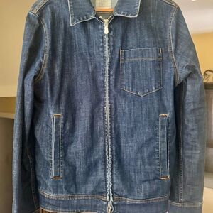 Men's Blue Denim Eleventy Zip Up Jacket - L